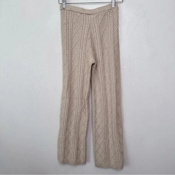 Lulus Womens Xsmall Welcoming Warmth Beige Cable High Rise Wide Leg Sweater Pant - Picture 12 of 12